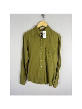 Gant Rugger The Hugger Fluffy Oxford Shirt Mens M NWT Olive Green Button Down